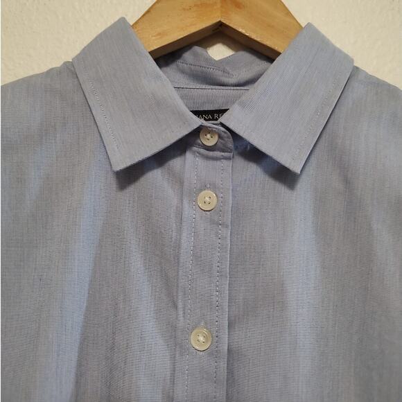 Banana Republic Parker Blue White Micro Check Long Sleeve Tunic Shirt Small - Picture 6 of 13